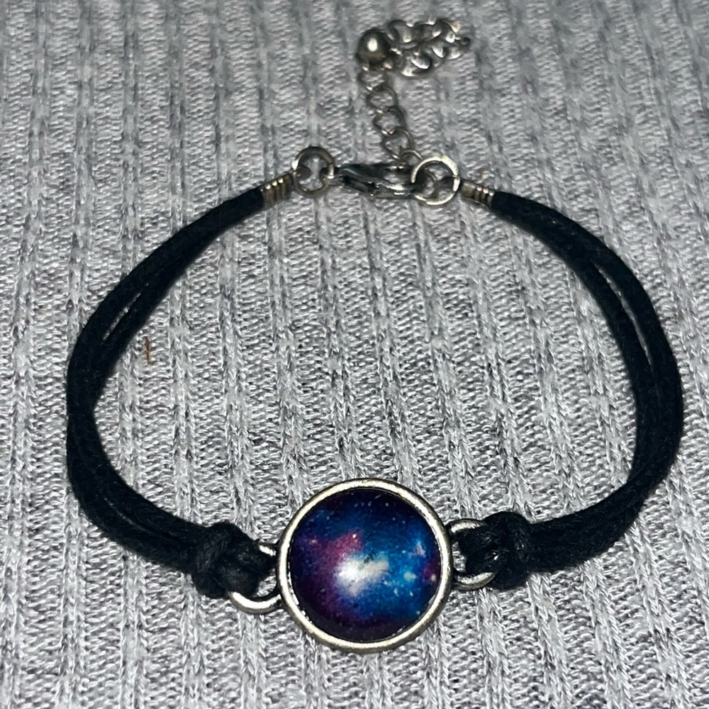 Y2K style black and blue galaxy bracelet
